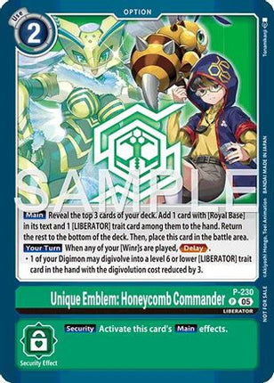 Unique Emblem: Honeycomb Commander (Dawn of Liberator Box Topper) [P] [Digimon Promotion Cards] Foil