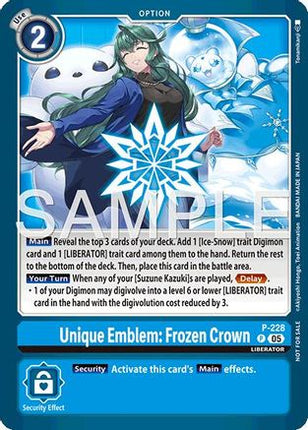 Unique Emblem: Frozen Crown (Dawn of Liberator Box Topper) [P-228] [Digimon Promotion Cards] Foil