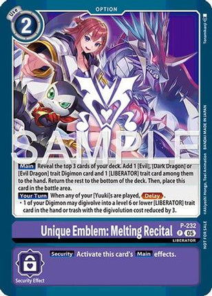 Unique Emblem: Melting Recital (Dawn of Liberator Box Topper) [P-232] [Digimon Promotion Cards] Foil