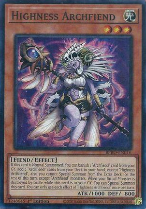 Highness Archfiend [BPRO-EN016] Super Rare 1st Edition