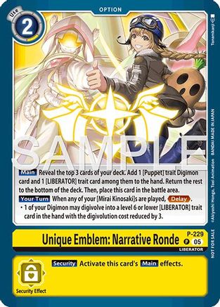 Unique Emblem: Narrative Ronde (Dawn of Liberator Box Topper) [P-229] [Digimon Promotion Cards] Foil