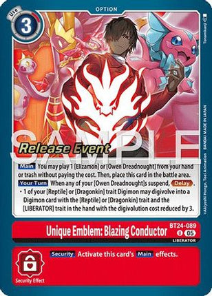 Unique Emblem: Blazing Conductor [BT24-089] [Time Stranger Release Event Cards] Foil