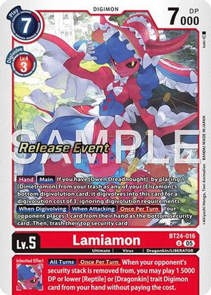Lamiamon [BT24-016] [Time Stranger Release Event Cards] Foil