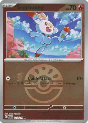 Scorbunny - 036/217 (Friend Ball) [ME: Ascended Heroes] Reverse Holofoil