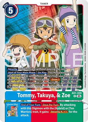 Tommy, Takuya, & Zoe [AD1-020] [Advanced Booster Digimon Generation] Foil