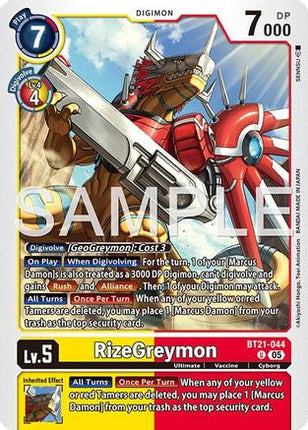 RizeGreymon - BT21-044 (Reprint) [BT21-044] [Advanced Booster Digimon Generation] Foil