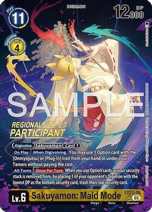 Sakuyamon: Maid Mode (Regionals 26-27 Season 1 Participant) [ST22-06] [Starter Deck 22: Amethyst Mandala Advanced Deck Set] Foil