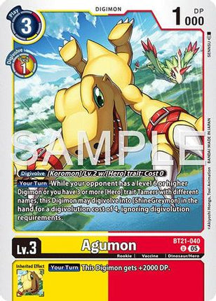 Agumon [BT21-040] [Advanced Booster Digimon Generation] Foil