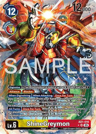 ShineGreymon - AD1-016 (Alternate Art) [AD1-016] [Advanced Booster Digimon Generation] Foil