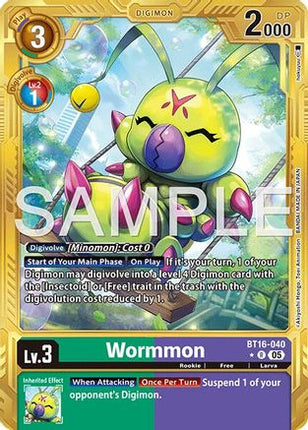 Wormmon - BT16-040 (Gold Border) [BT16-040] [Advanced Booster Digimon Generation] Foil
