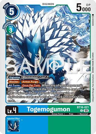Togemogumon - BT16-021 (Foil Reprint) [BT16-021] [Advanced Booster Digimon Generation] Foil