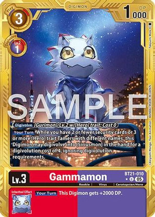 Gammamon - BT21-010 (Gold Border) [BT21-010] [Advanced Booster Digimon Generation] Foil