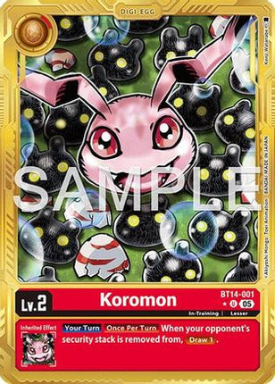 Koromon (Gold Border) [BT14-001] [Advanced Booster Digimon Generation] Foil