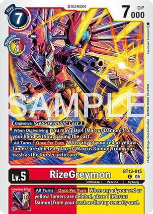 RizeGreymon - BT13-015 (Foil Reprint) [BT13-015] [Advanced Booster Digimon Generation] Foil