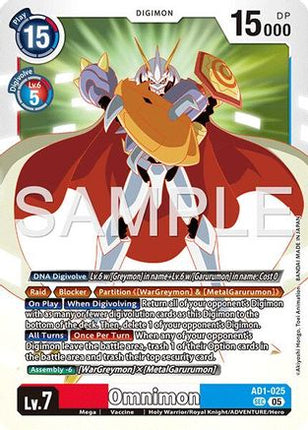 Omnimon - AD1-025 [AD1-025] [Advanced Booster Digimon Generation] Foil