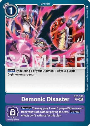 Demonic Disaster (Foil Reprint) [BT5-106] [Advanced Booster Digimon Generation] Foil