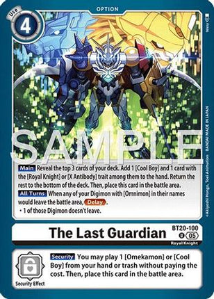 The Last Guardian (Reprint) [BT20-100] [Advanced Booster Digimon Generation] Foil