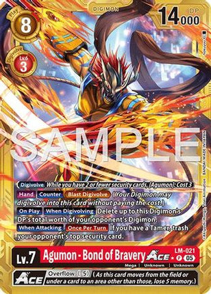 Agumon - Bond of Bravery ACE (Gold Border) [LM-021] [Advanced Booster Digimon Generation] Foil