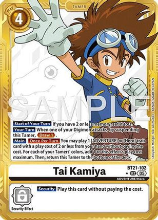 Tai Kamiya (Gold Border) [BT21-102] [Advanced Booster Digimon Generation] Foil