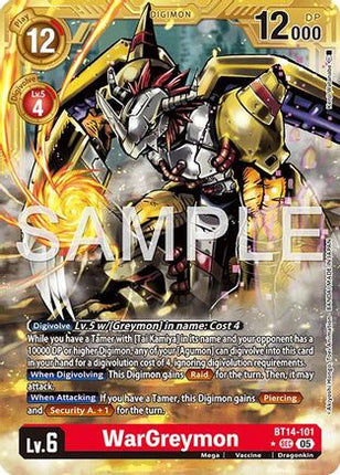 WarGreymon - BT14-101 (Gold Border) [BT14-101] [Advanced Booster Digimon Generation] Foil