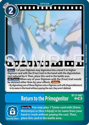 Return to the Primogenitor (Reprint) [BT17-097] [Advanced Booster Digimon Generation] Foil