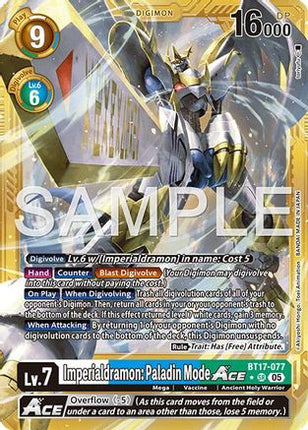 Imperialdramon: Paladin Mode ACE (Gold Border) [BT17-077] [Advanced Booster Digimon Generation] Foil