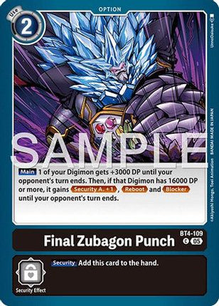 Final Zubagon Punch (Foil Reprint) [BT4-109] [Advanced Booster Digimon Generation] Foil