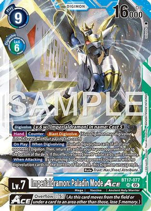Imperialdramon: Paladin Mode ACE (Reprint) [BT17-077] [Advanced Booster Digimon Generation] Foil