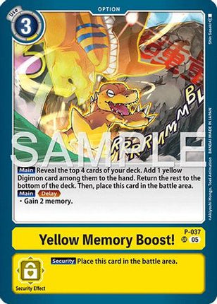 Yellow Memory Boost! (Reprint) [P-037] [Advanced Booster Digimon Generation] Foil