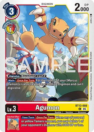 Agumon - BT13-008 (Reprint) [BT13-008] [Advanced Booster Digimon Generation] Foil