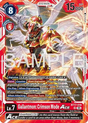 Gallantmon: Crimson Mode ACE (Reprint) [BT17-018] [Advanced Booster Digimon Generation] Foil