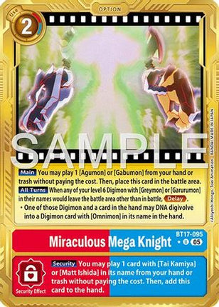 Miraculous Mega Knight (Gold Border) [BT17-095] [Advanced Booster Digimon Generation] Foil