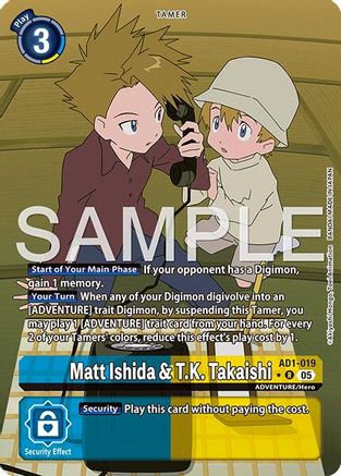 Matt Ishida & T.K. Takaishi (Alternate Art) [AD1-019] [Advanced Booster Digimon Generation] Foil