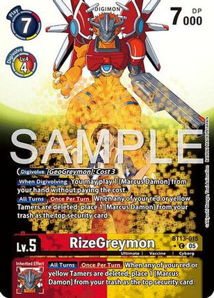 RizeGreymon - BT13-015 (Alternate Art) [BT13-015] [Advanced Booster Digimon Generation] Foil