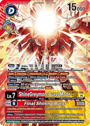 ShineGreymon: Burst Mode // Final Shining Burst (Alternate Art) [BT25-104] [Dual Revolution] Foil