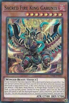Sacred Fire King Garunix [RA05-EN031] Super Rare 1st Edition