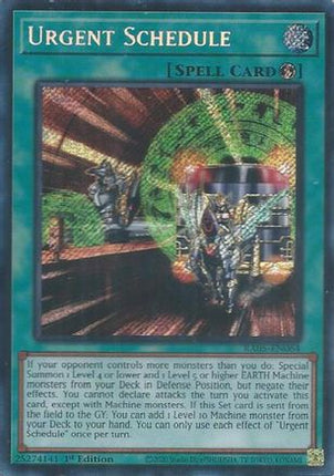 Urgent Schedule  [RA05-EN064] Secret Rare 1st Edition