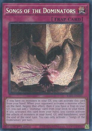 Songs of the Dominators  [RA05-EN081] Secret Rare 1st Edition