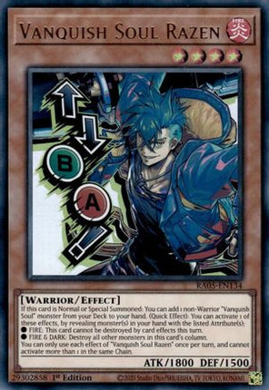 Vanquish Soul Razen  [RA05-EN134] Ultra Rare 1st Edition