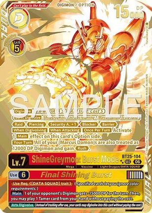 ShineGreymon: Burst Mode // Final Shining Burst (Rare Pull) [BT25-104] [Dual Revolution] Foil