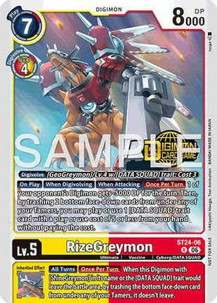 RizeGreymon (Welcome Tamers Pack Vol.2) [ST24-06] [Starter Deck 24: Data Squad Release Event Cards] Foil