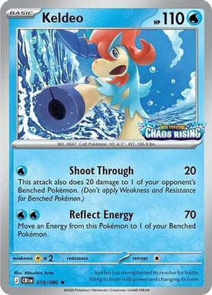 Keldeo - 019/086 (Chaos Rising Stamped) [Miscellaneous Cards & Products] Holofoil