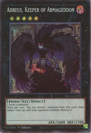 Adreus, Keeper of Armageddon (Secret Rare) [BLGG-EN096] 1st Edition
