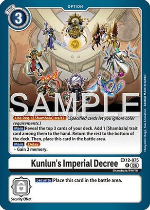 Kunlun's Imperial Decree [EX12-075] [Digital World Shambala] Foil