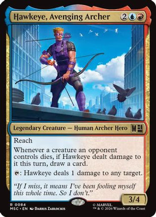 Hawkeye, Avenging Archer (Surge Foil) (084) [Commander: Marvel Super Heroes] Foil