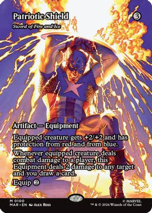 Patriotic Shield - Sword of Fire and Ice (Borderless) (100) [Marvel Universe Eternal-Legal] Foil