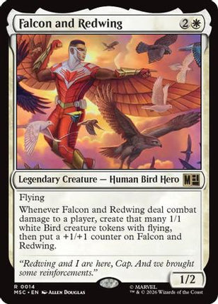 Falcon and Redwing (Surge Foil) (014) [Commander: Marvel Super Heroes] Foil
