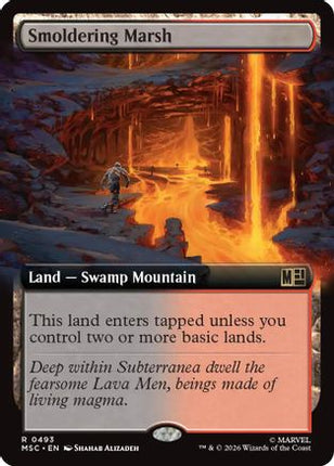 Smoldering Marsh (Extended Art) (493) [Commander: Marvel Super Heroes] Foil