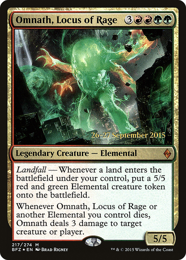 Omnath, Locus of Rage [Battle for Zendikar Promos] Prerelease Foil
