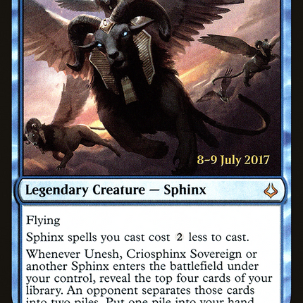 Unesh, Criosphinx Sovereign [Hour of Devastation Promos] Prerelease Foil
